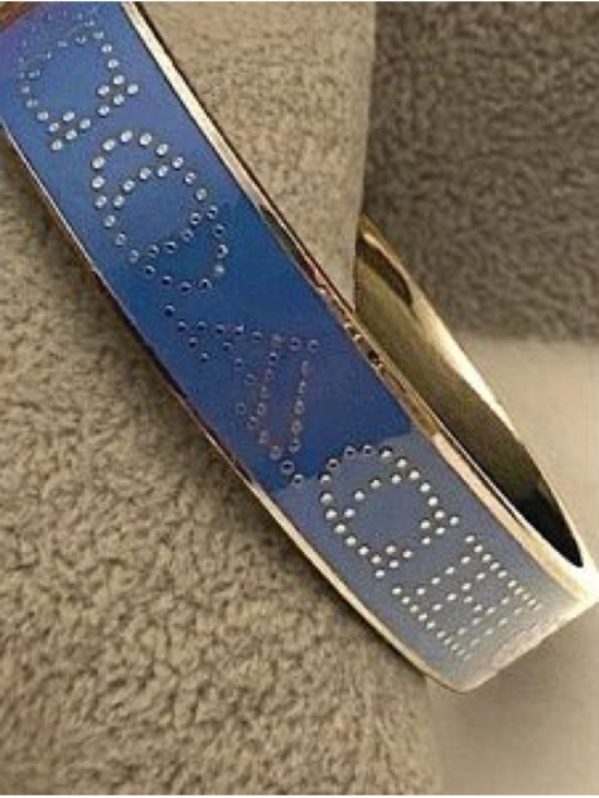 Coach Jewelry - Coach Silver Blue Enamel Logo Bangle Bracelet